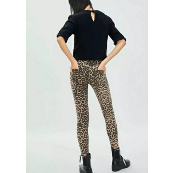 ZARA trf Leopard Print High Waisted Skinny Jeans - Picture 3 of 8